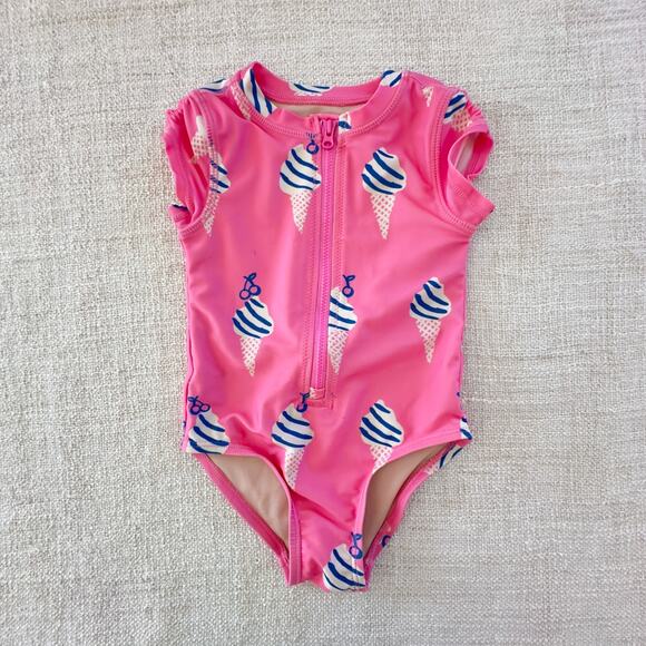 Tea Collection Pink Ice Cream Cone Zippered Swimsuit PLAY 2 - Picture 1 of 6